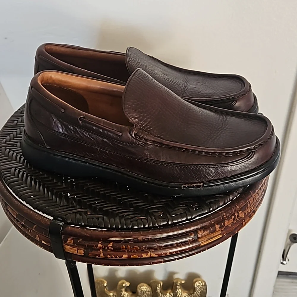 Sperry Top Sider Brown Leather Boat Loafers 10.5M slip on pebbled leathers